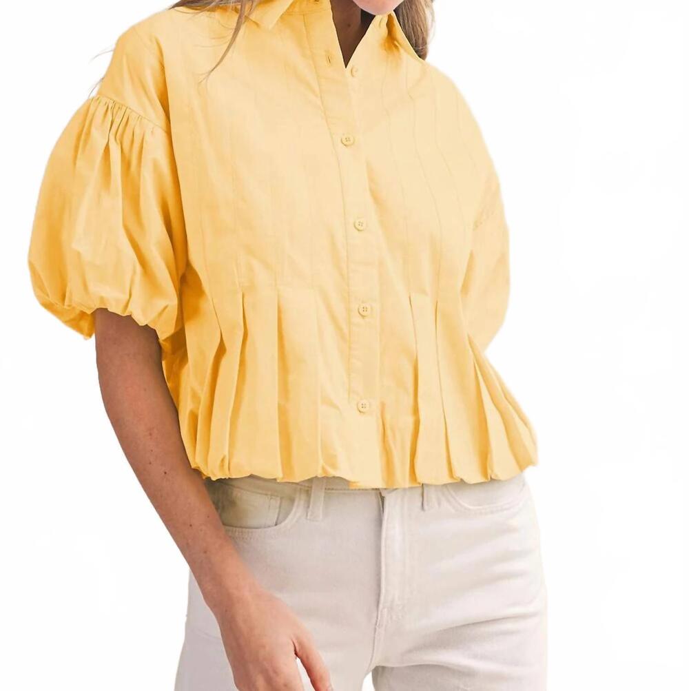 NEW &MERCI the lola bubble hem top in banana